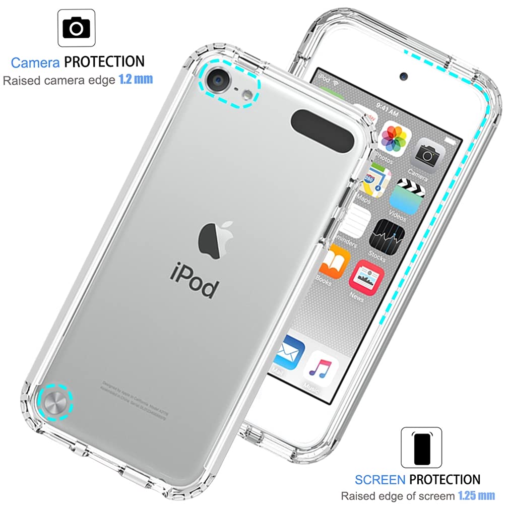 Tothedu Case For Ipod Touch 6/Ipod Touch 5/Ipod Touch 7 Case For Girls Women, Clear Full Body Protective Shockproof Hard Pc Shel
