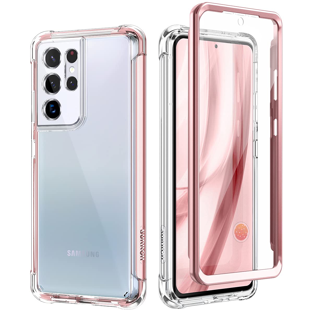 Suritch For Samsung Galaxy S21 Ultra Clear Case 6.8'' (Only), [Built In Screen Protector] Full Body Protective Hard Shell+Soft T