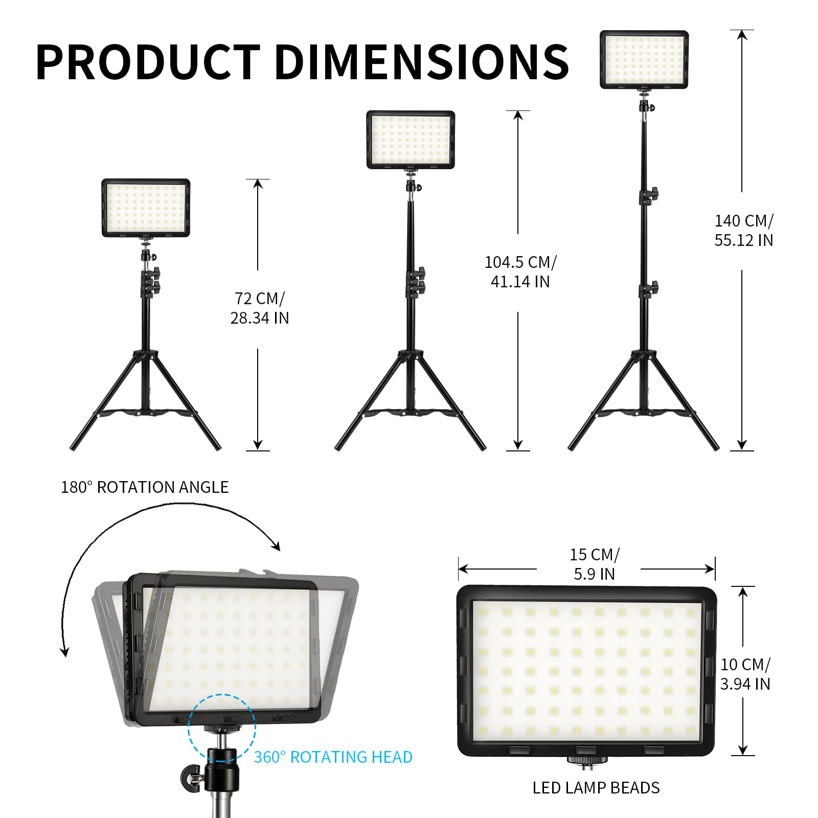 Photography Video Lighting Kit, Led Studio Streaming Lights W/70 Beads ...