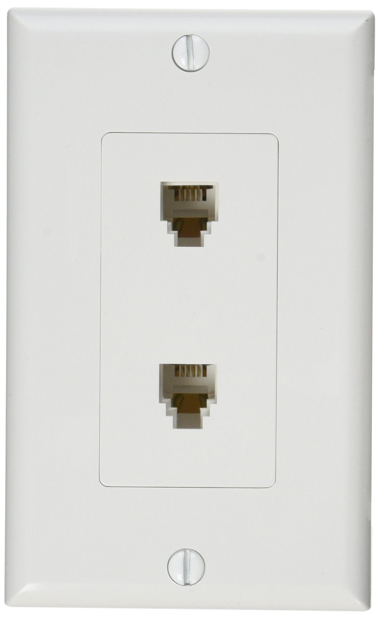 Morris 80171 Decorative Dual Rj11 4 Conductor Phone Jack Wall Plate, 2 Piece, White