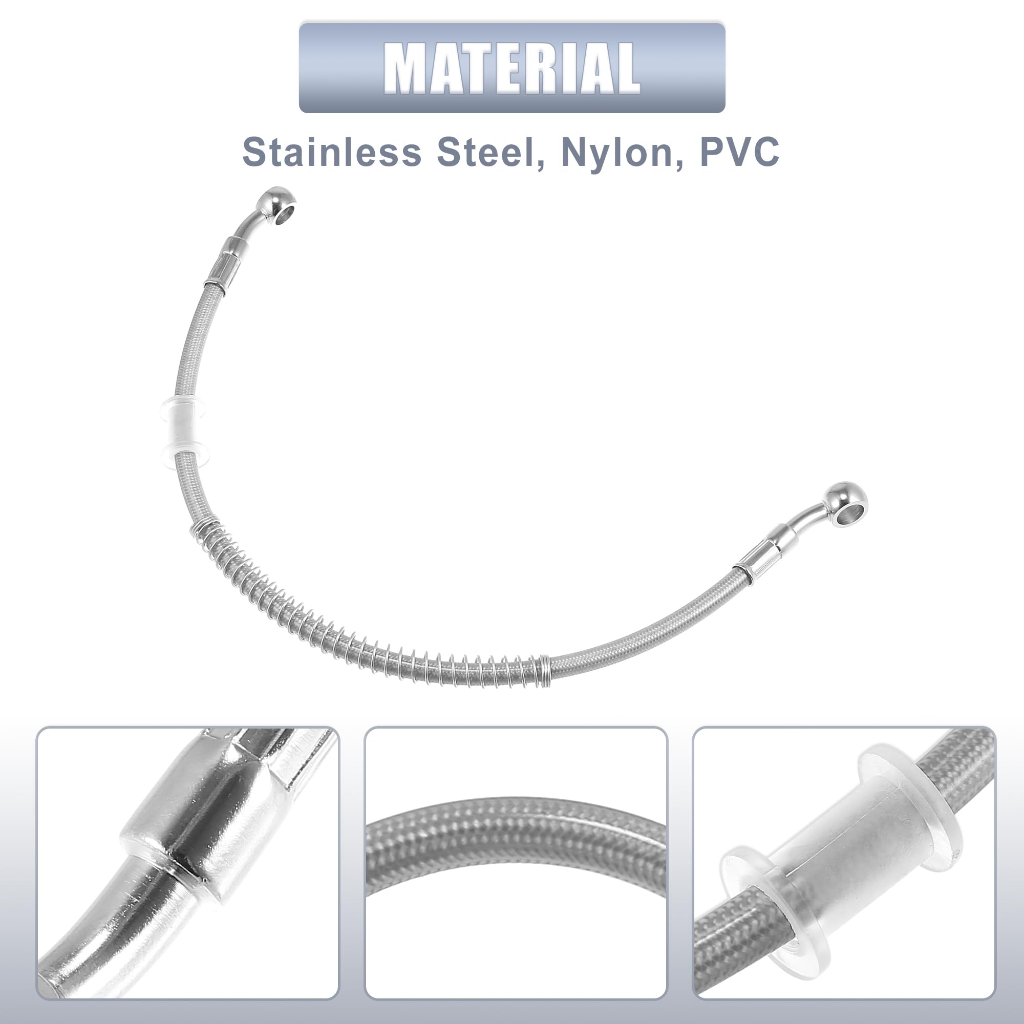 Motoforti 15.75'' Length 10Mm Id Motorcycle Hydraulic Brake Line Oil Hose Pipe Stainless Steel Braided Cable For Atv Motocross S