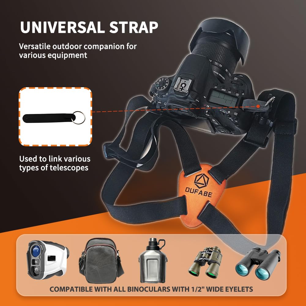 Oufabe Binocular Harness Strap, Binocular Strap, Adjustable And Deluxe Binoculars Harness For Hunting, Cross Binocular Straps Ha