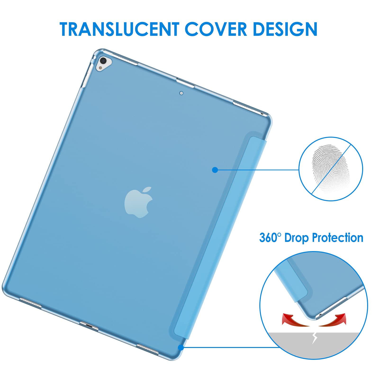 Jetech Case For Ipad Pro 12.9 Inch (1St And 2Nd Generation, 2015 And 2017 Model), Auto Wake/Sleep (Blue)