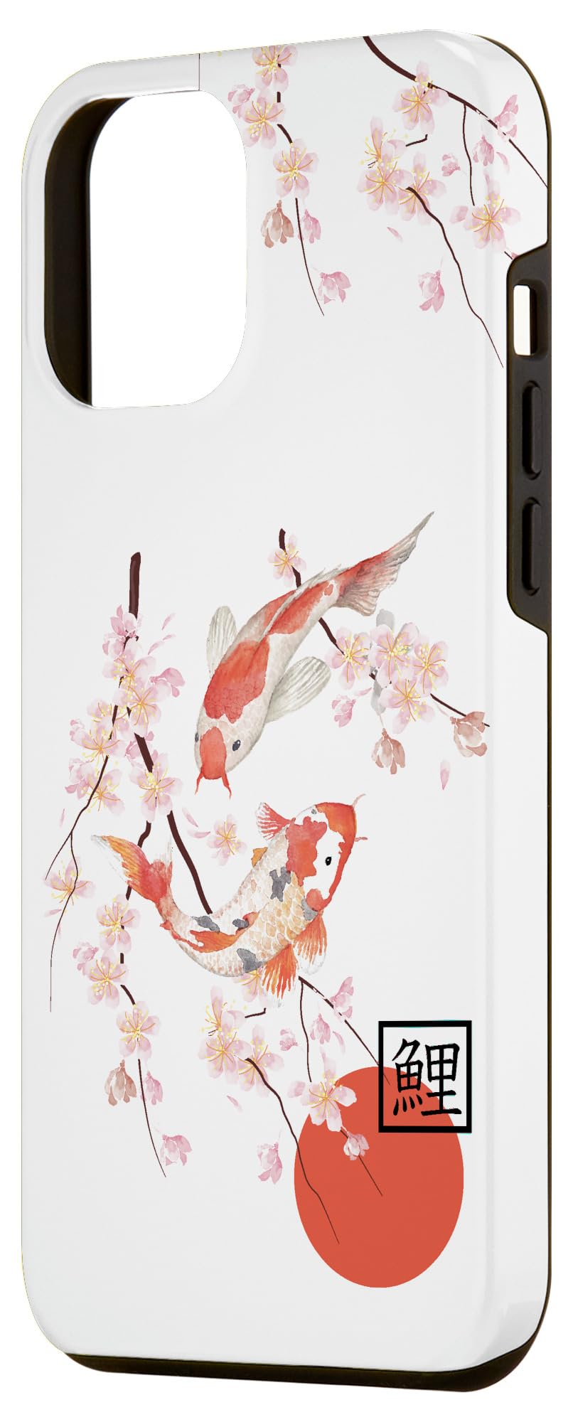 Japanese Cherry Blossom Koi Fish iPhone 12 Pro Max Sakura Graphic Phone Case