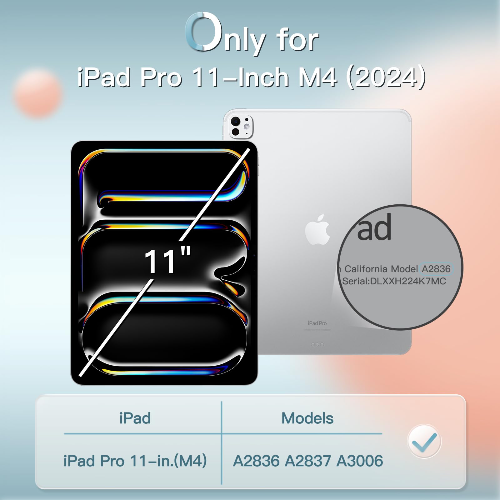 Jetech Case For Ipad Pro 11-Inch M4 (2024), Slim Stand Hard Back Shell Smart Cover With Auto Wake/Sleep (Purple)