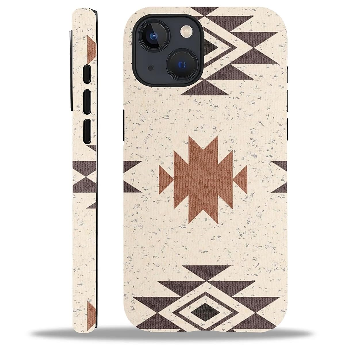 WANKBLC Compatible with iPhone 15 Plus Matte Case, Western Boho Aztec Pattern for Girl Full Body Design Soft Silicone Drop Shock