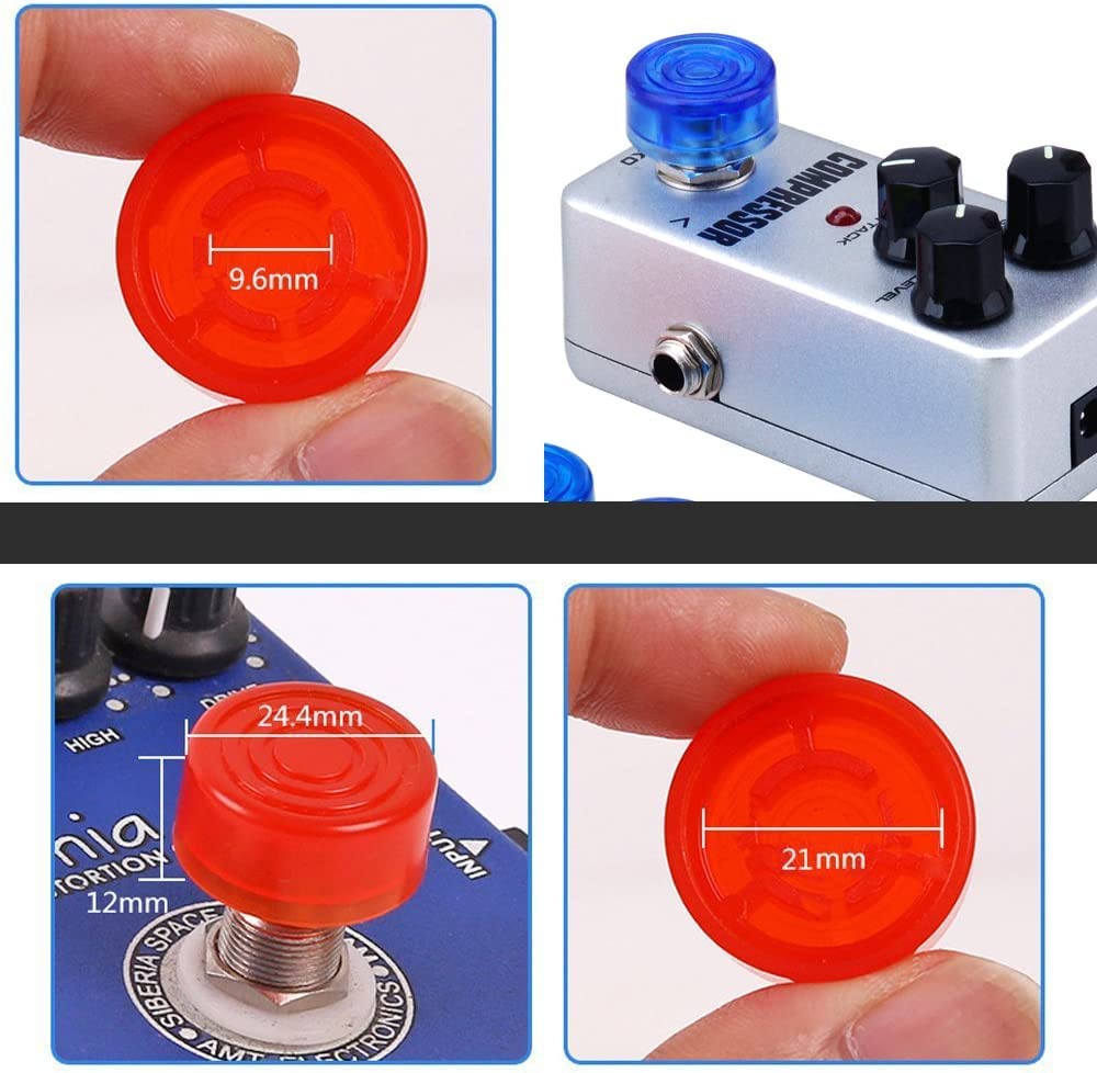 Tuoren 20Pcs Guitar Effects Pedal Footswitch Toppers Plastic Pedal Nail Caps For Guitar Effects Pedal Buttons (White)