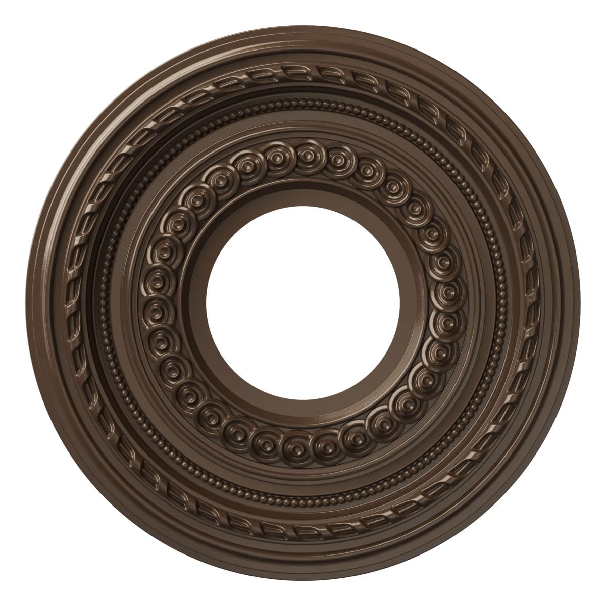 Ekena Millwork 10OD x 3 1/2ID x 3/4P Cole Thermoformed PVC Ceiling Medallion (Fits Canopies up to 4 1/4), Metallic Copper