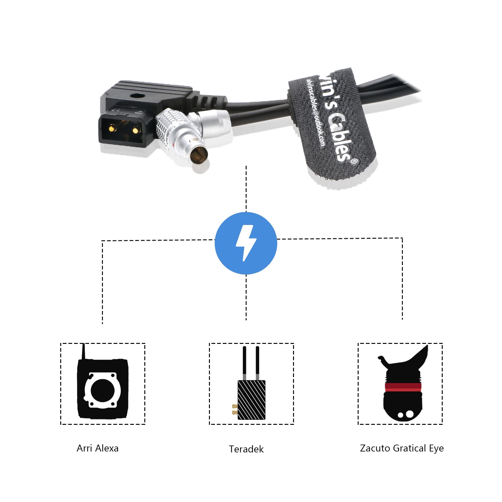 Alvin'S Cables D Tap To 2 Pin Male Right Angle Power Cable For Teradek Bond, Teradek Bolt, Smallhd Monitor 45Cm|18Inches