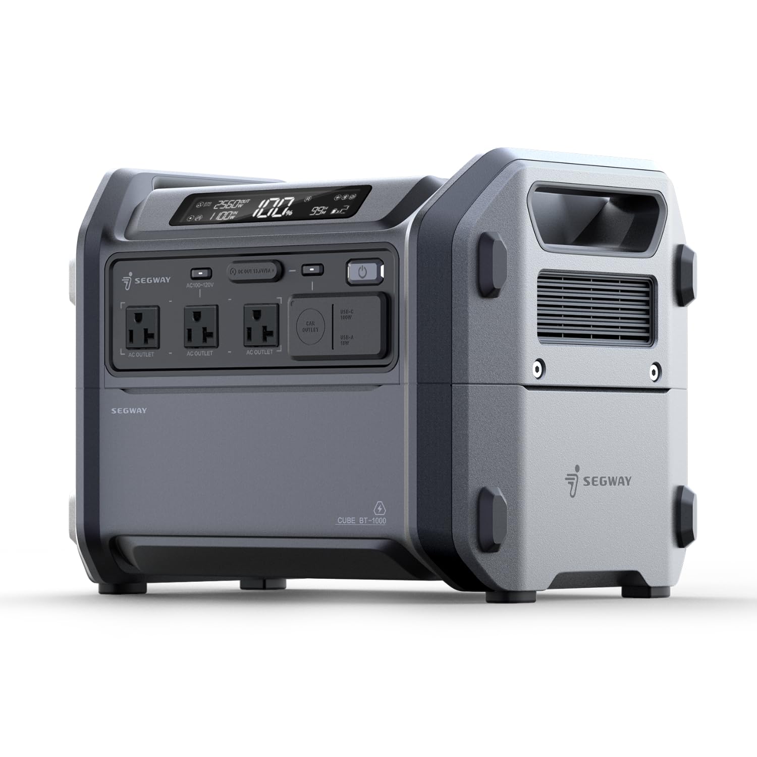 Segway Portable Power Station Cube 1000, 2200W AC Outlets, 1024Wh LiFePO4 Battery, Expandable Battery Capacity up to 5kWh Solar