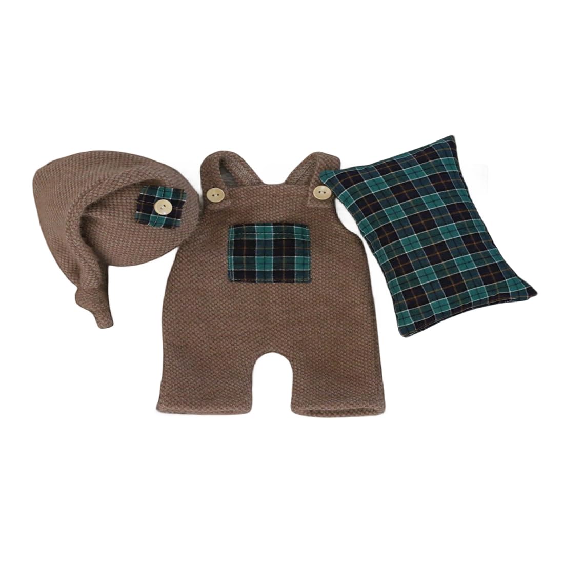 Christmas Newborn Baby Photo Shoot Props Outfits Crochet Clothes Santa Claus Red Hat Pants Photography Props (Coffee)