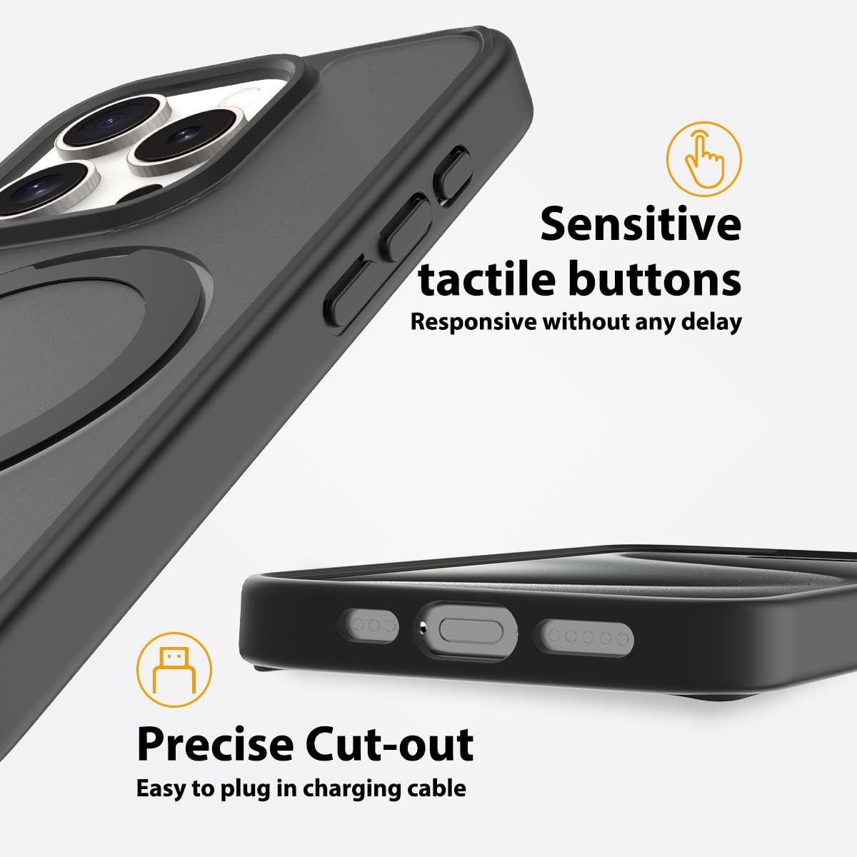 Pinlisheng Magnetic Stand For Iphone 13 Pro Max Case [Military Grade Drop Tested] Translucent Back Slim Protective Case 6.7 Inch