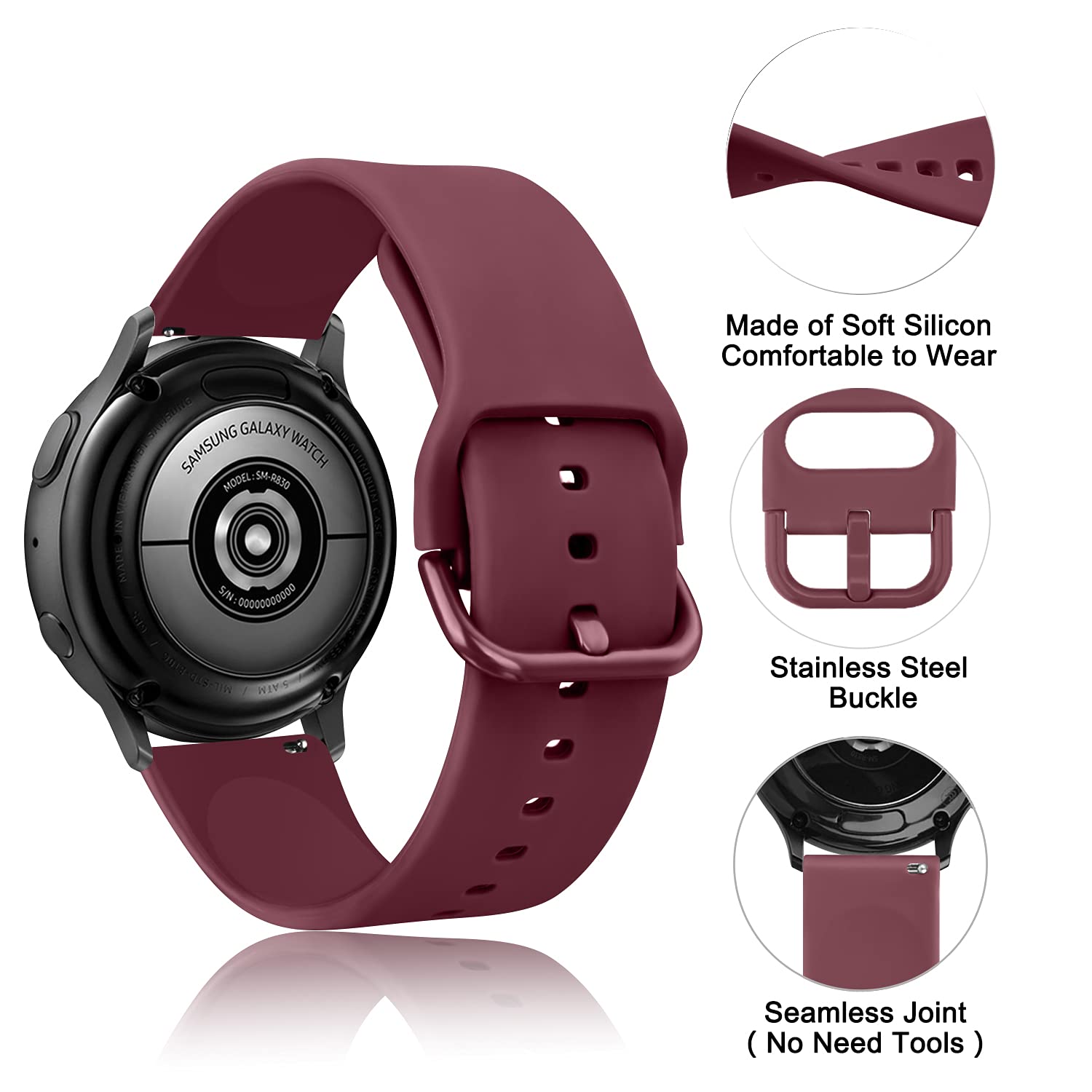 4 Pack Bands Compatible With Samsung Galaxy Watch 4 Band 40Mm 44Mm, Galaxy Watch 4 Classic Band 42Mm 46Mm, Galaxy Watch 5 Bands,