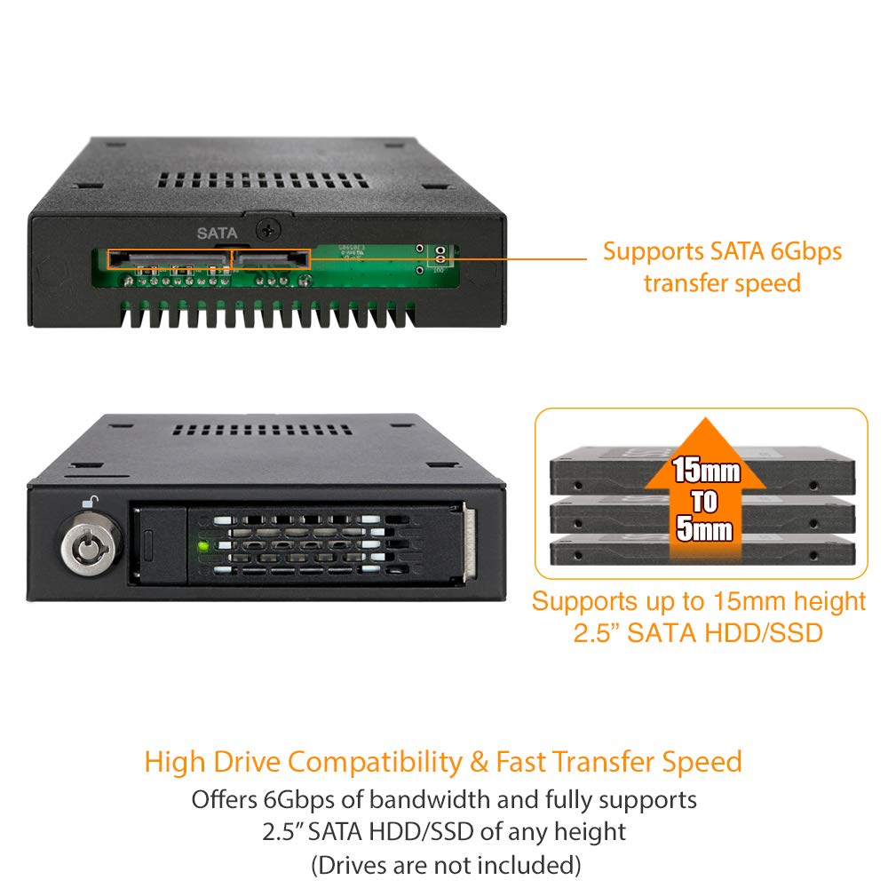 Icy Dock Rugged Full Metal 2.5    Sata Hdd & Ssd Mobile Rack For External 3.5 Drive Bay | Tougharmor Mb991Sk-B