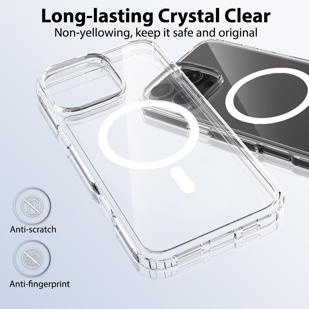 Pinlisheng Magnetic For Iphone 16 Pro Max Case [Compatible With Magsafe] Shockproof Transparent Slim Phone Case For 16 Pro Max 6