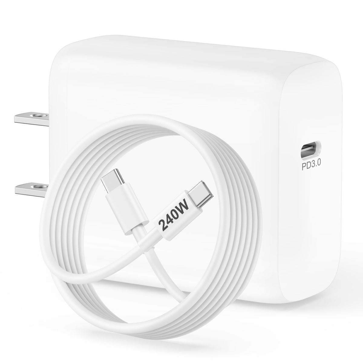 [2025 Upgraded] Charger For Macbook, 240W Usb C Fast Charging Cord Cable 6Ft With 70W Gan 3.0 Usbc Charger Block For Mac Book Ai