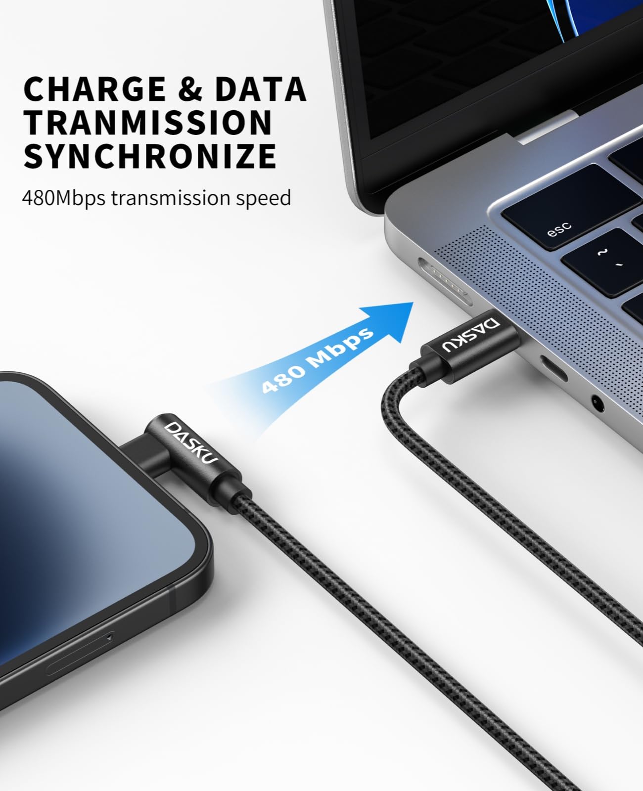 Usb C To Lightning Cable [Apple Mfi Certified] Iphone Charger Fast Charging 2Pack 10Ft Long Nylon 90 Degree Type C Iphone Charge