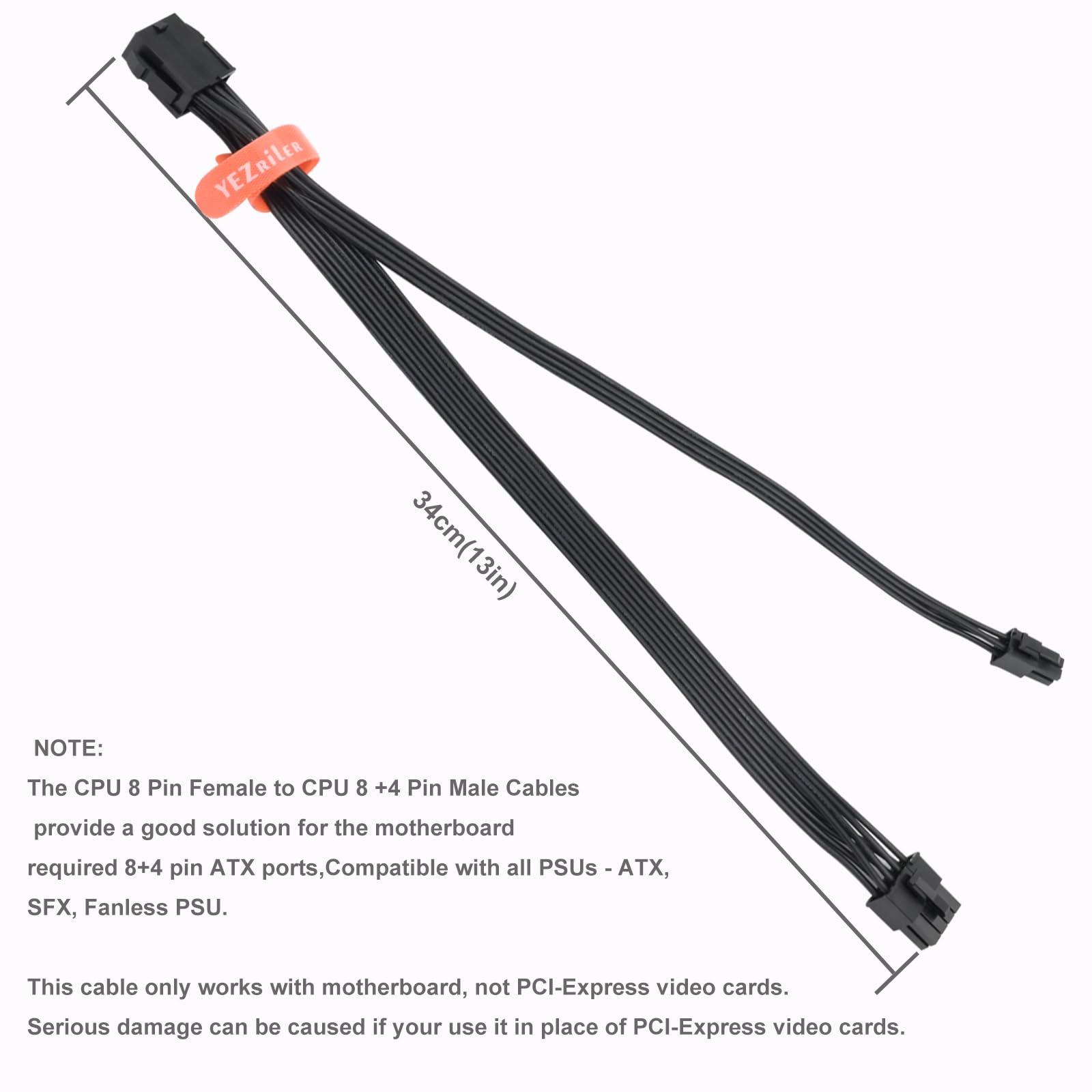 Yezriler 8 Pin To 4 Pin Cpu Power Adapter, Cpu 8 Pin Female To Cpu 8 Pin Atx 4 Pin Male Power Supply Converter Extension Cable F