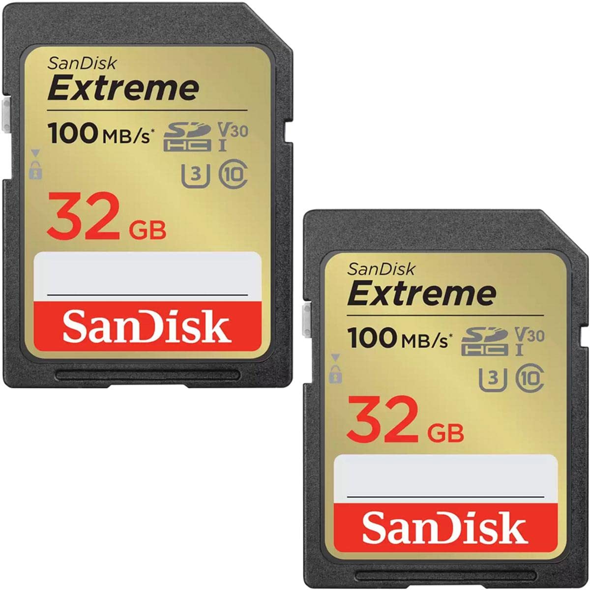 SanDisk Extreme 32GB UHSI U3 SDHC Memory Card, 2Pack