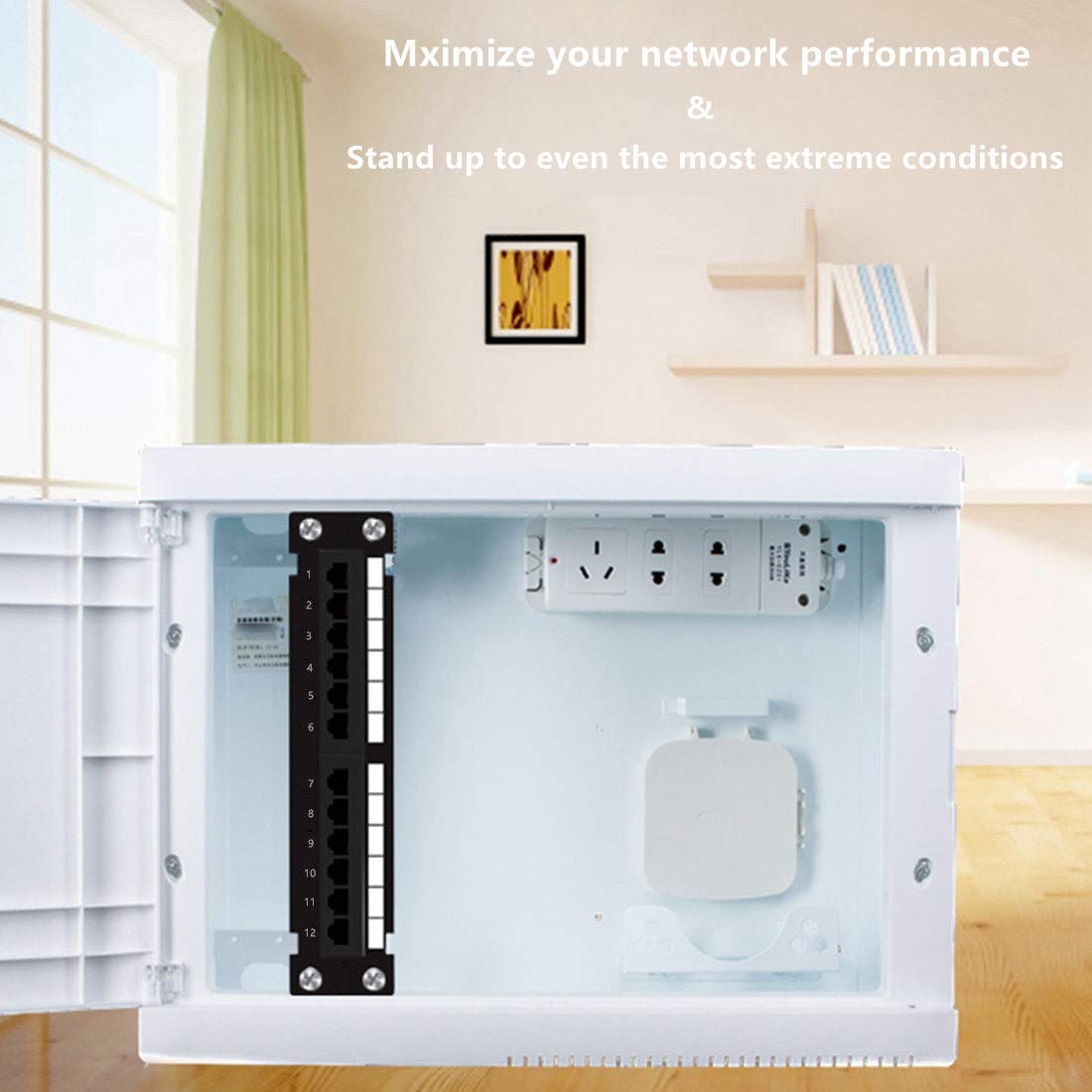 Yankok [Cat5/5E 12 Port Patch Panel Unshielded With Coded T568A/B Wiring For Rj45 Network Cables Rack/Wall Mount 10In.X1U (Come
