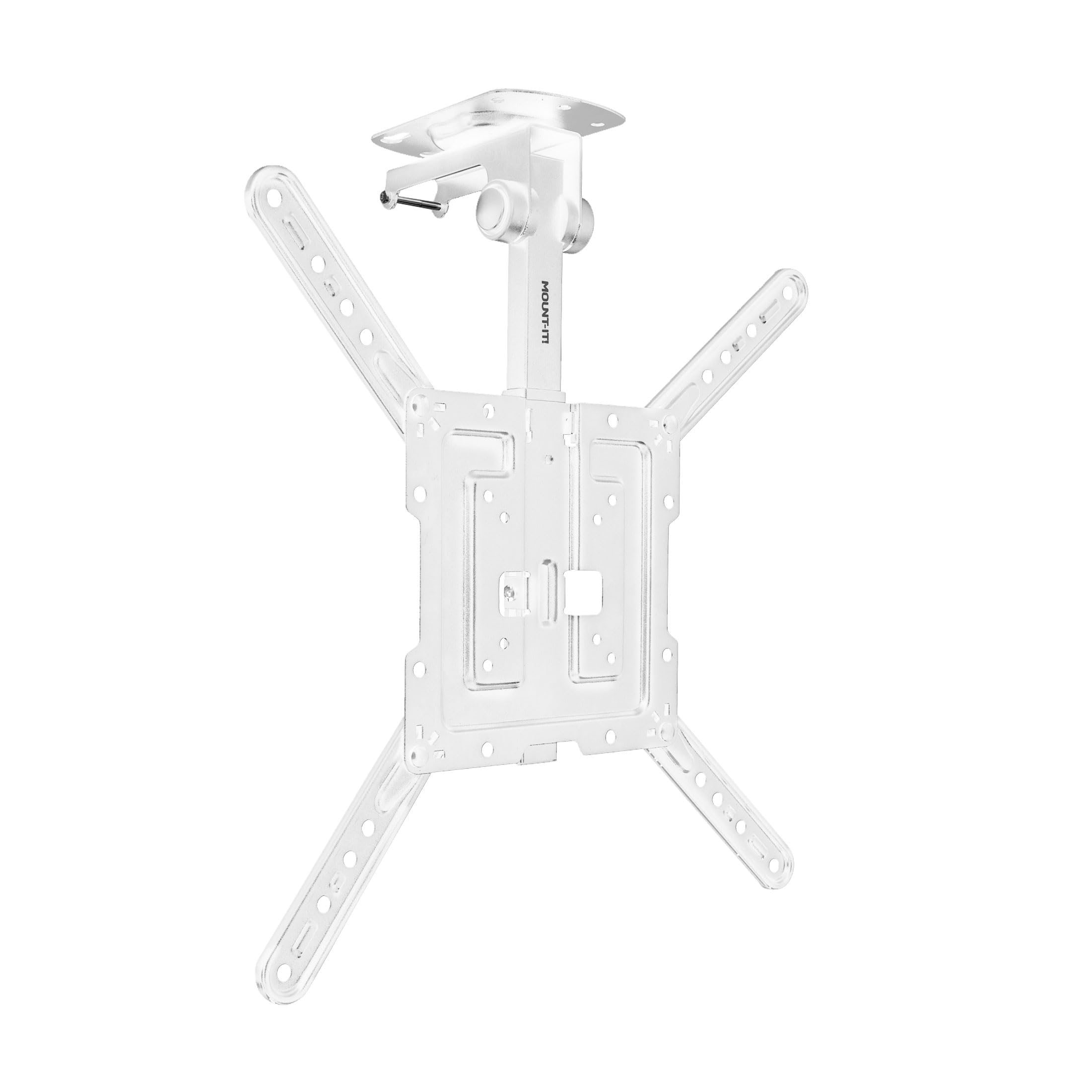 Mount It! Flip Down TV Mount | Folding Ceiling TV Mount for 23 to 55 Inch | Heavy Duty Bracket for Roof and Slanted Walls | Universal VESA up to 400x400mm, Height Adjustable 44 Lbs Capacity, White