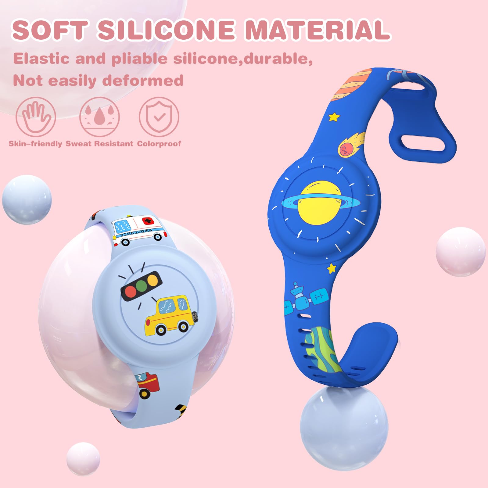 Waterproof Airtag Watch Bracelet For Kids, Airtag Holder For Kids With Soft Silicone Full Coverage Anti Lost Hidden Apple Air Ta