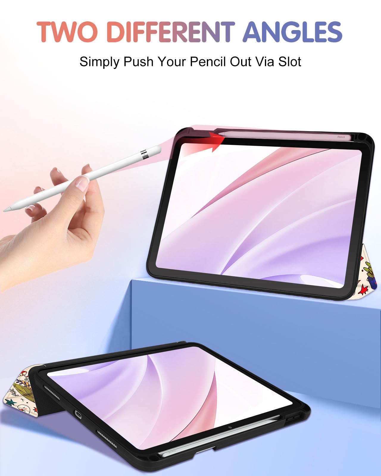 Wazzasoft For Apple Ipad 10Th Generation Case 10.9 Inch Cute Women Girls Kids Folio Cover Girly Kawaii Teens Cartoon Design Penc