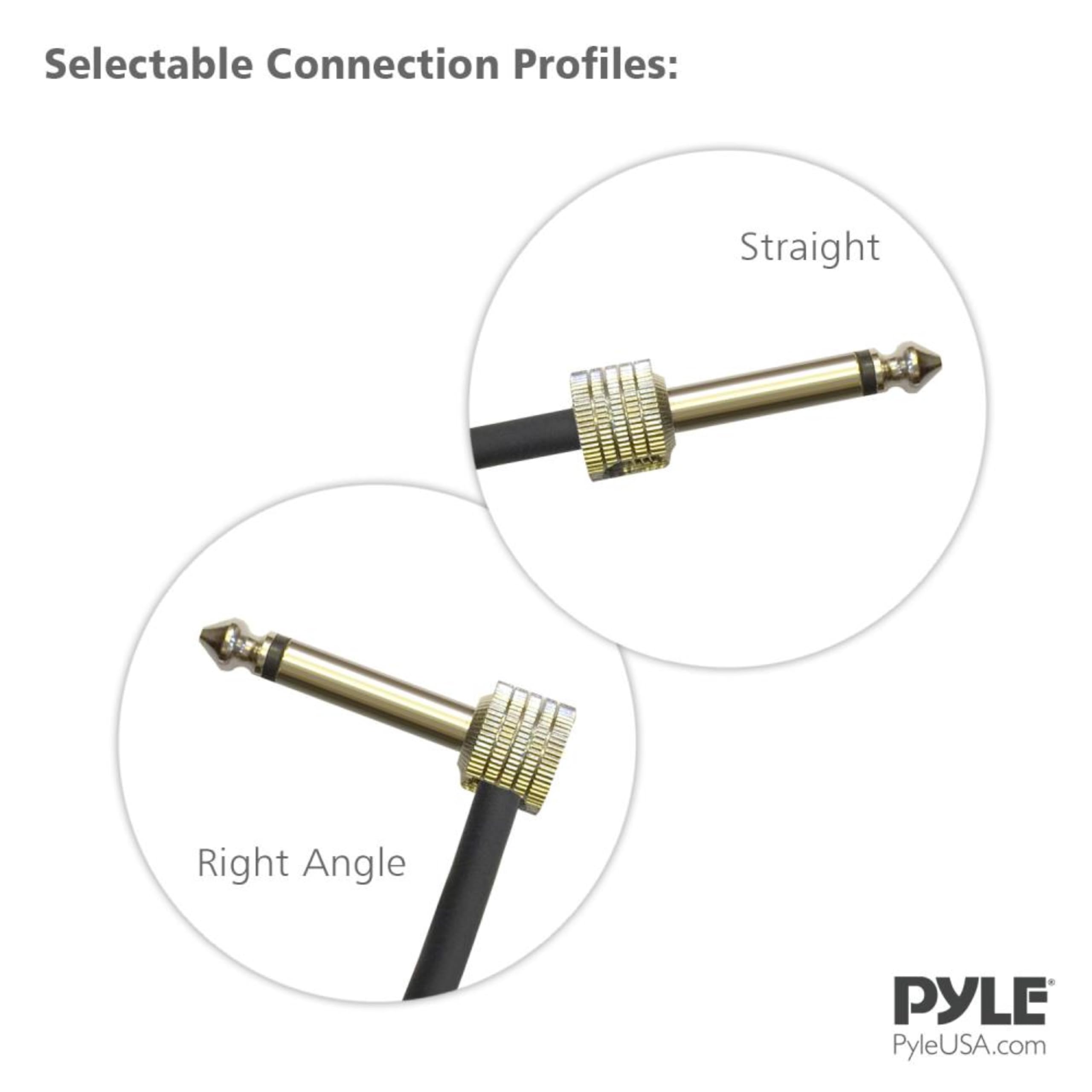 Pyle Pro Audio Pedal Board Patch Cables Universal D.I.Y Custom Cut Feet Wire Kit, Right Angle Low Profile 1/4'' Connectors, Perf