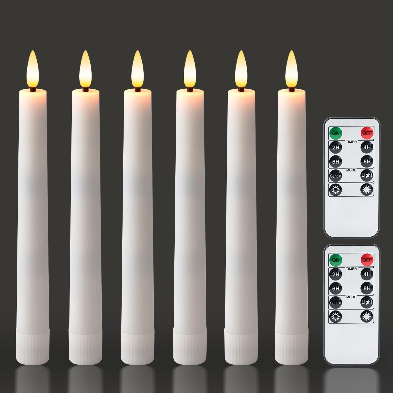 Homemory 6.7 Inches Flameless Taper Candles With Remote Timer Dimmer, Led Flameless Candlesticks Short Taper Candles, Flickering