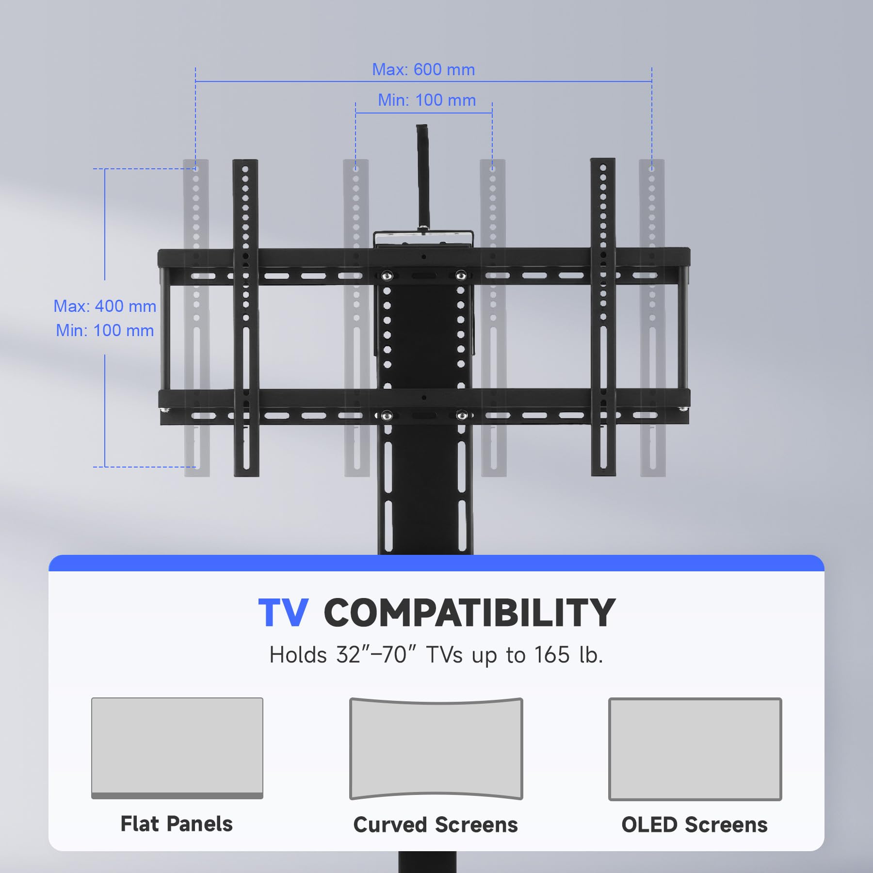 Co Z Motorized Tv Lift For 32'' To 70'' Tvs Up To 600X400 Vesa, Height Adjustable Tv Stand And Wall Mount With Remote Control An