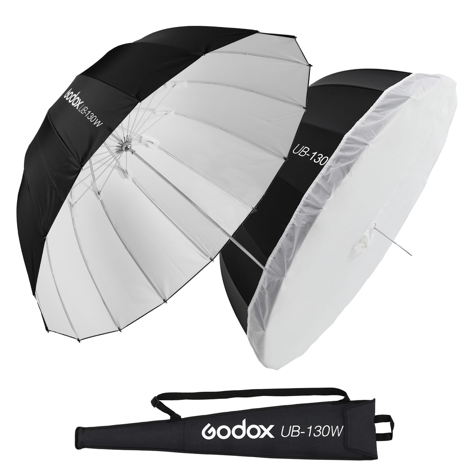 Godox Ub 130W 51.2'' 130Cm Deep Parabolic Reflective Umbrella White Inner Photography Studio Soft Light Withe Umbrella With Diff