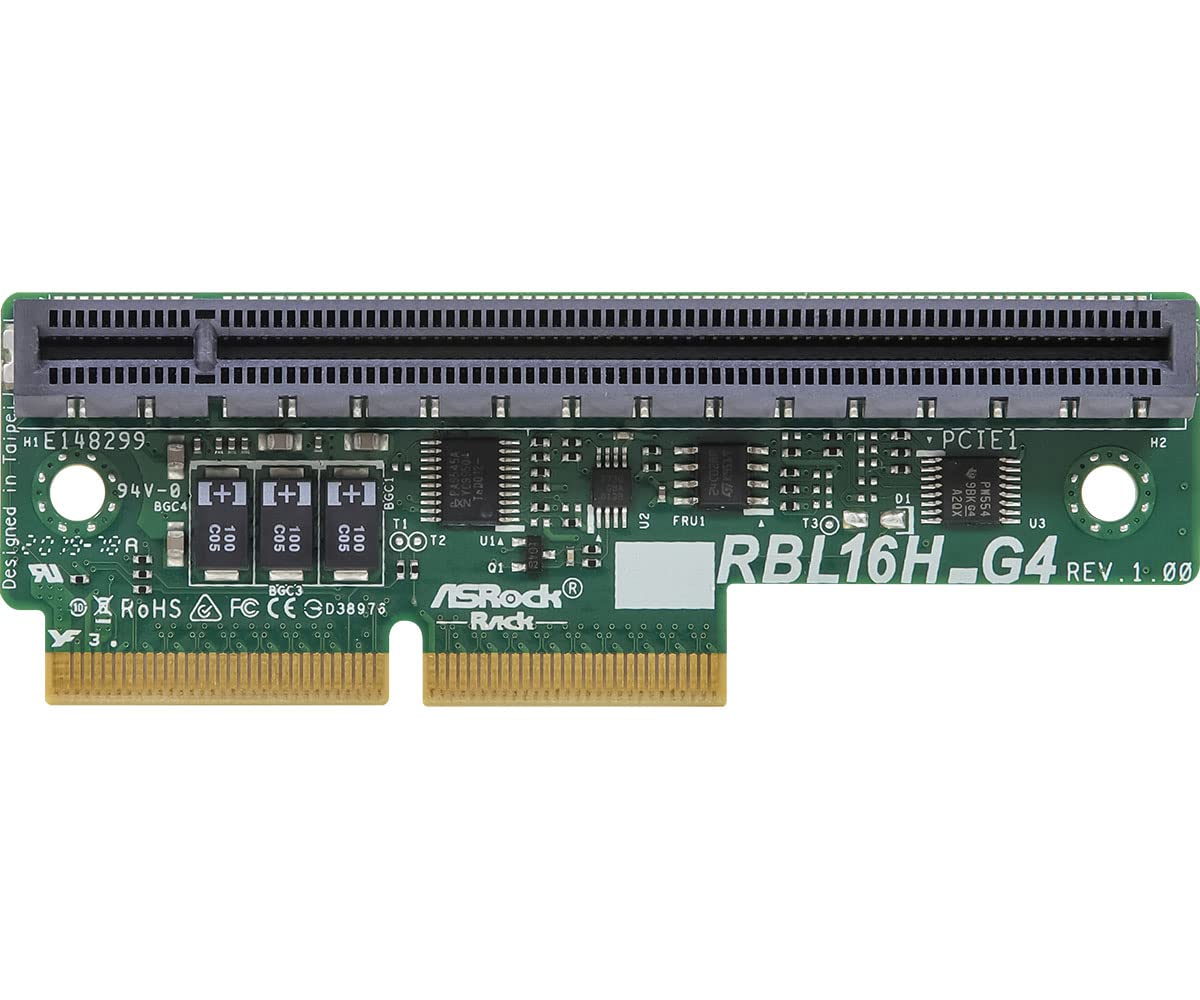 ASRock AC RBL16H_G4 Passive PCIe4.0 x16 Riser card Left Angle Brown Box