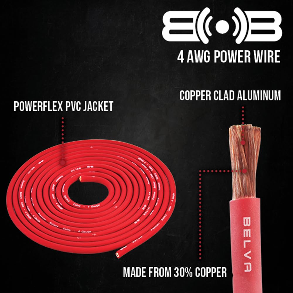 Belva True 4 Gauge Awg Premium Cca Amplifier Wiring Kit Without Rca Cable   Bpk4 Red