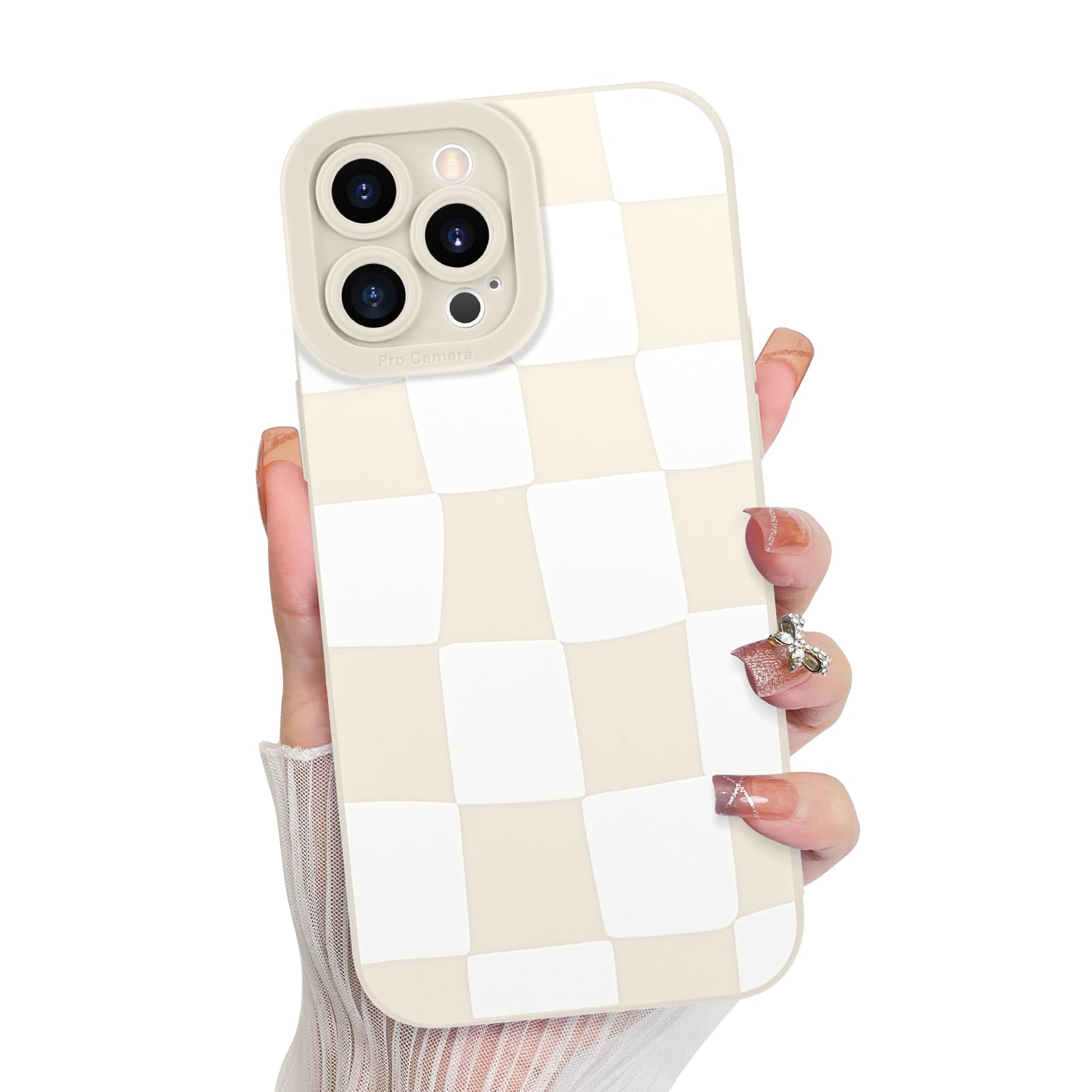 KANGHAR Compatible with iPhone 12 Pro Max Case, Silicone Checkered Cute Pattern, Camera Protection Soft Slim Phone Case for Girl