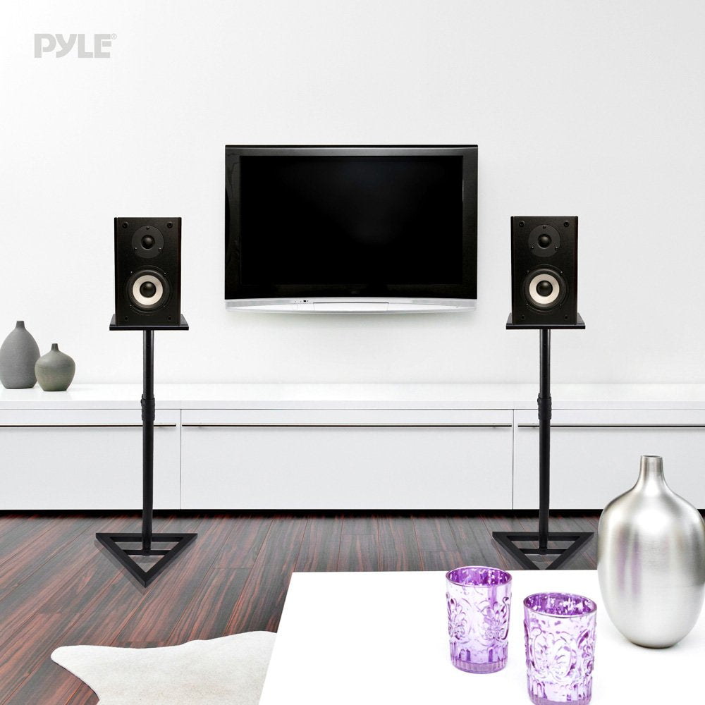 Pyle Speaker Stand Pair Of Sound Play 1 And 3 Holder - Telescoping Height Adjustable From 26    - 52    Inch High Heavy Duty Thr