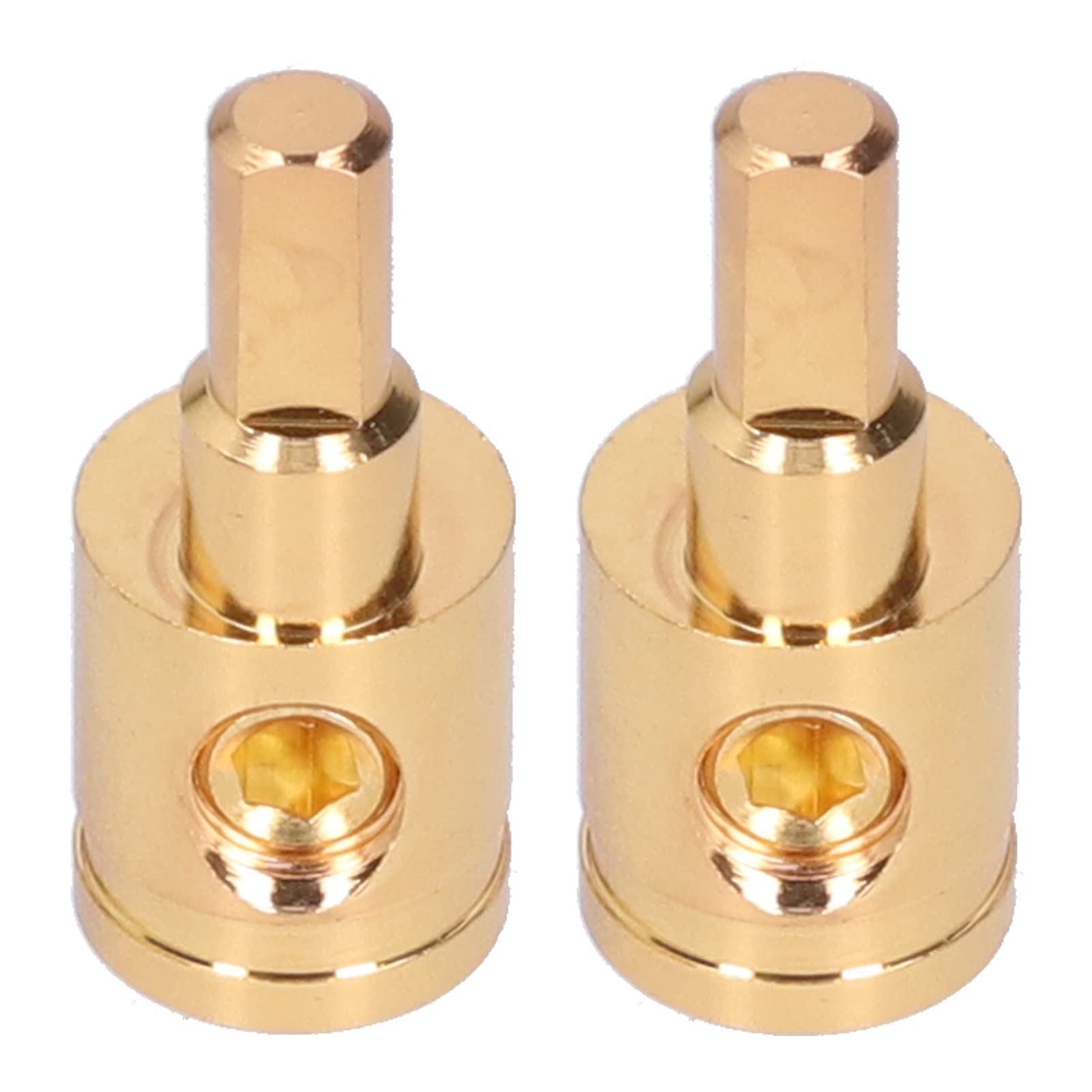 2Pcs 0 Gauge Wire Reducer, 0Ga Wire Reducer Terminal Connector Pure Copper Gold Plated For Car Audio Amplifier Modification