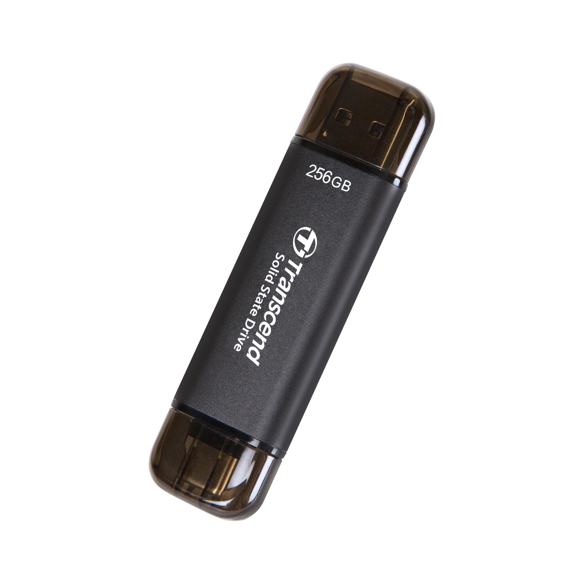 Transcend 256GB ESD310C, External Solild State Drive, Portable SSD, Compatible w/iPhone 4K ProRes, Up to 1050 MB/s,2 in 1 Design, Type A and C, Black   TS256GESD310C