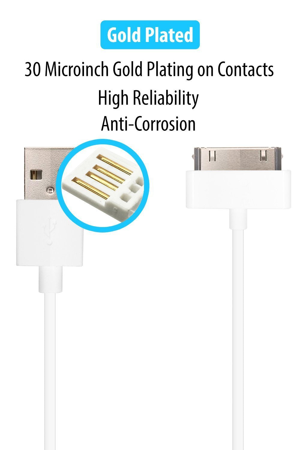 Homespot Short 30 Pin Iphone 4 Cable Mfi Cerified 8'' 20Cm Compatible With Iphone 4S 3G / 3Gs, Ipad 3 2 1 Ipod   1 Pack
