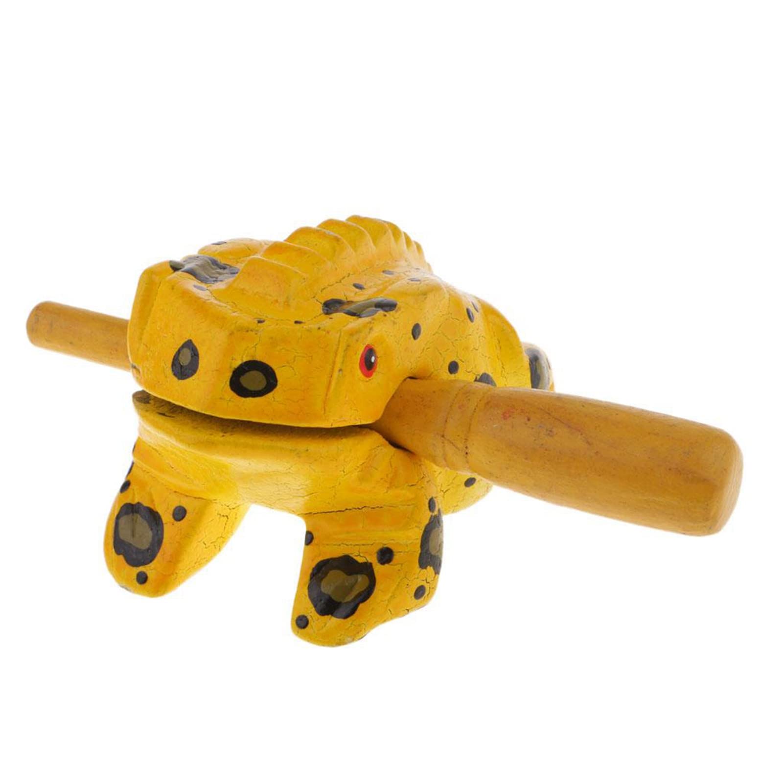 3.5'' Wooden Frog Guiro Rasp Instrument   Percussion Musical Tone Block Craft (Painted Yellow)