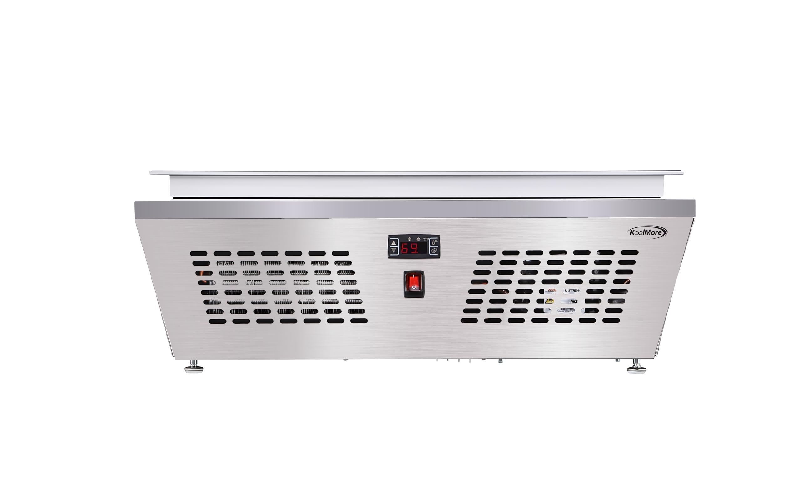 Koolmore Amz1-Gcdf-4P 31 In. Countertop Ice Cream Display Case With 4 Pans And Glass Sneeze Guard In Stainless-Steel