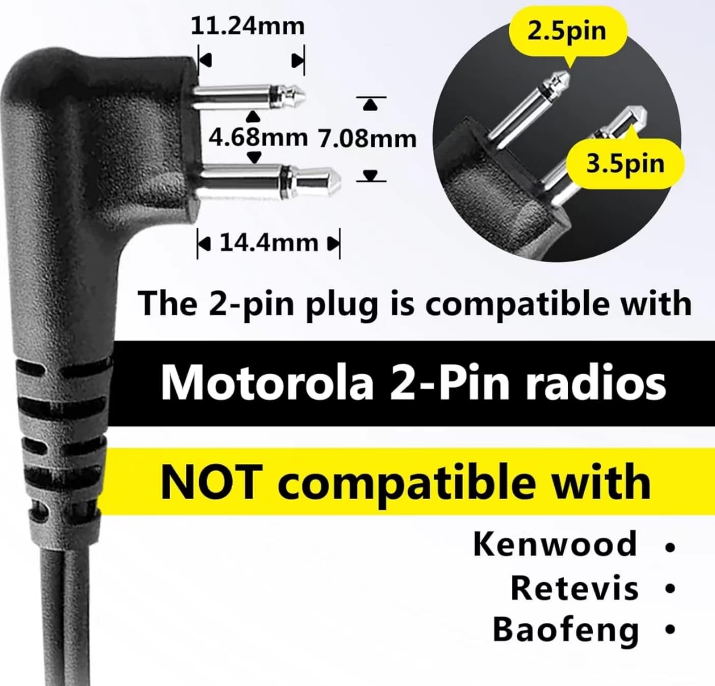 Xfox Walkie Talkie Earpiece 2Pin D Shape Earpiece Headset Push To Talk Mic Compatiable With Moto Two Way Radio Walkie Talkie Cp040 Cp200 Cls1410 Cls1450 Gp208 Gp2000 Gp3188 Etc.