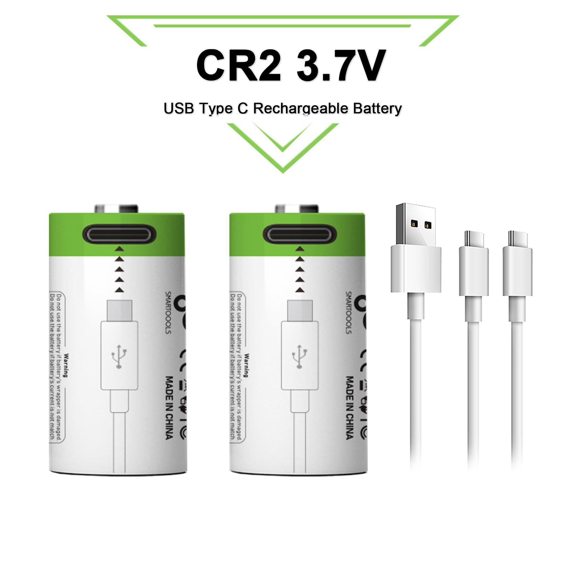 Camelcell 4 Pack Cr2 Battery,Rechargeable Cr2 3V-3.7V Lithium Batteries, 4 In 1 Usb Type C Rechargeable Lithium Cr2 Cr15H270 152