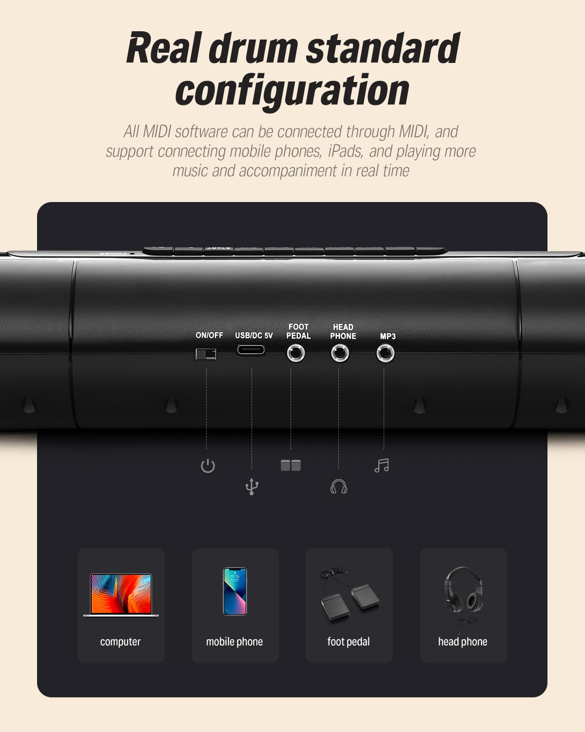 Donner Electric Drum Set Upgrated, 7 Pads Electronic Drum Pad Roll Up Quiet Drum Pad Built In Speaker, 40 Drum Lessons Included,