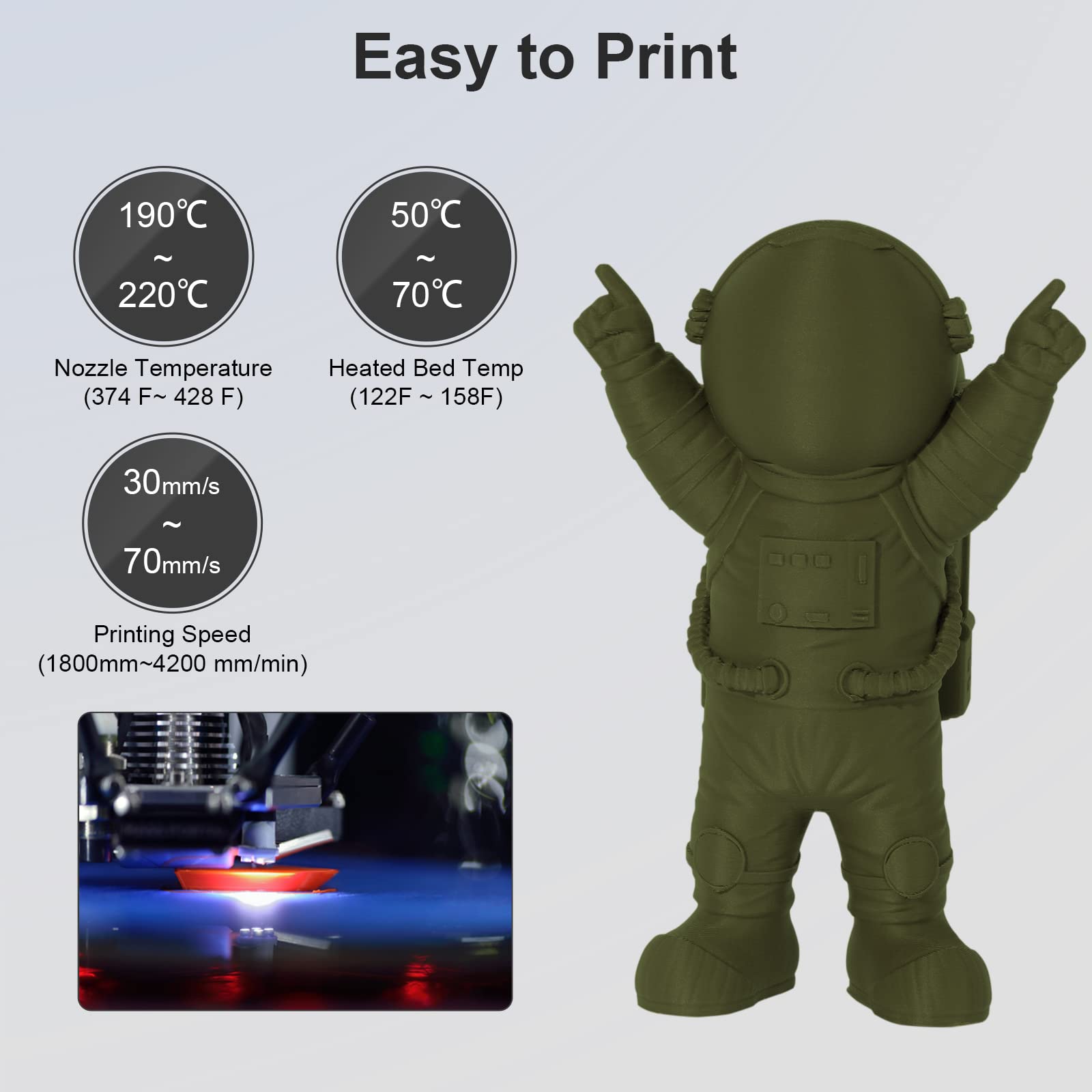 Giantarm Matte Pla, 1.75Mm Pla Filament, 1Kg Spool(2.2Lb), Vacuum Packaging, 3D Printer Filament For Bambu Lab (Matte Green)