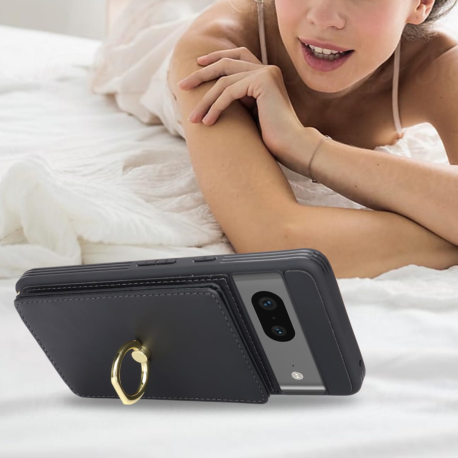 Lipvina For Google Pixel 7 Case With Card Holder And Strap For Women,Crossbody Lanyard,Ring Stand,Snap Clasp,Phone Wallet Cases