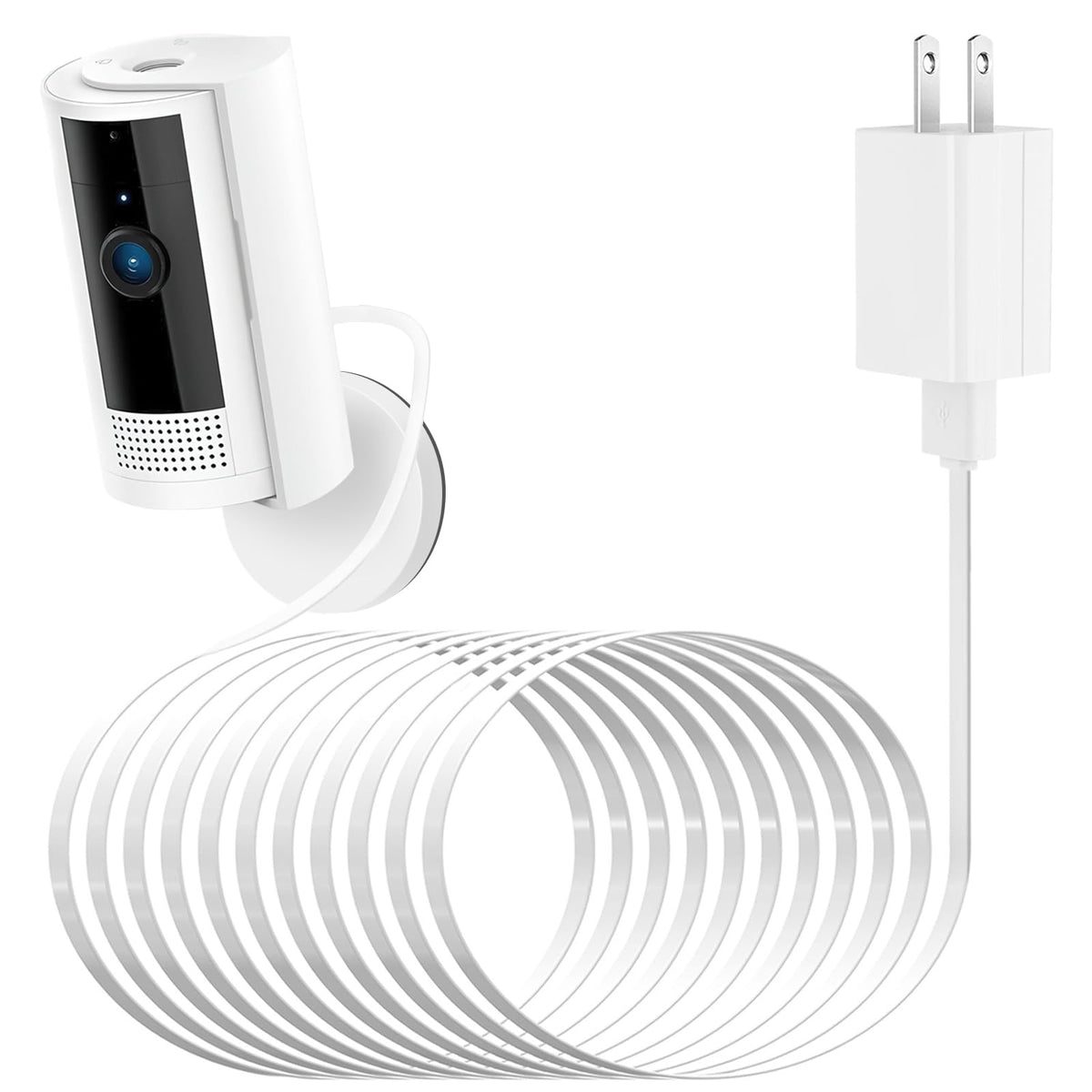 Alertcam Power Adapter For Ring Indoor Cam (2Nd Gen) And Ring Indoor Cam(1St Gen), With 25Ft/7.5M Flat Charging Cable Continuously Charge Your Camera (Not Compatible With Ring Stick Up Cam)