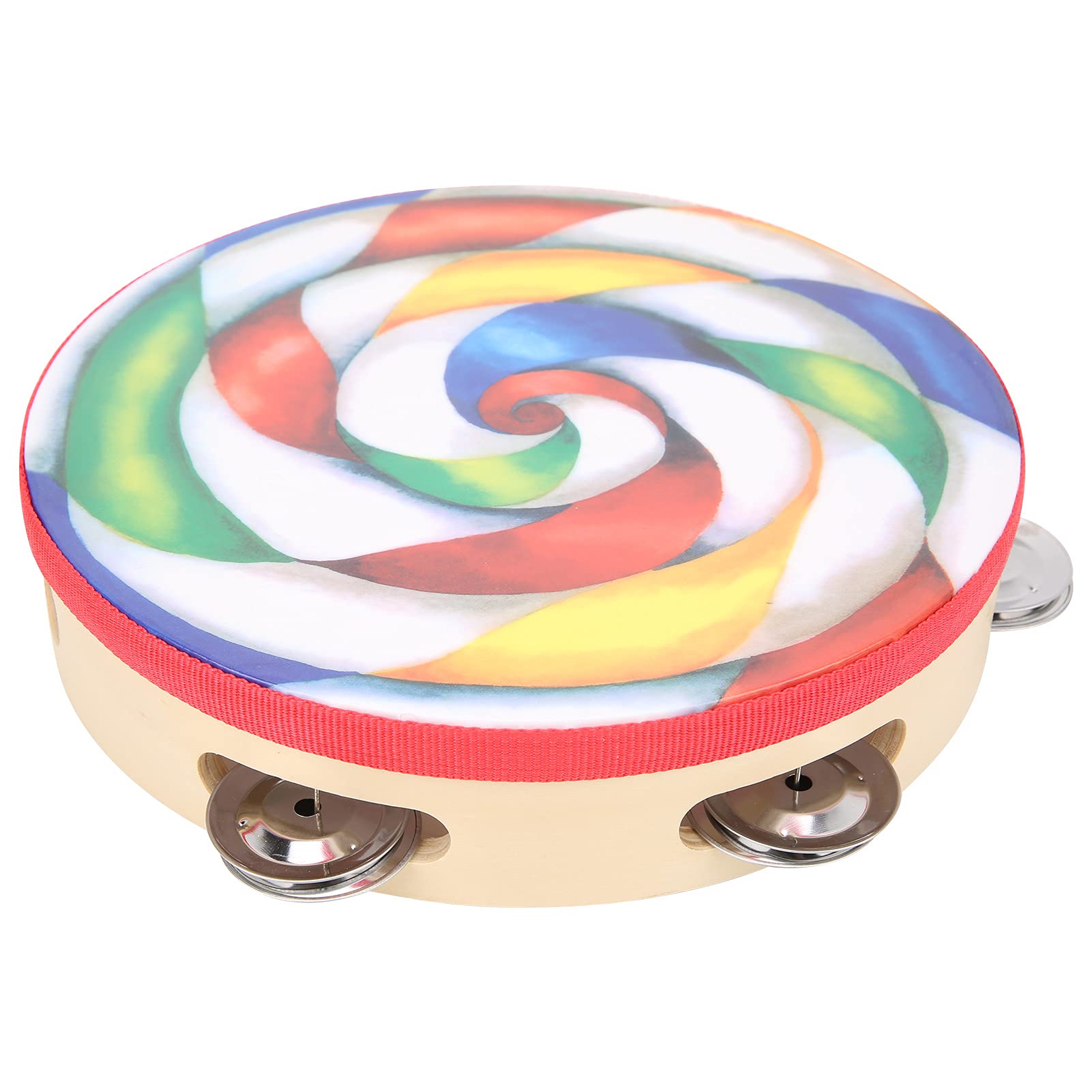 Single Row Bell Drum, Finely Polished Tambourine Stainless Steel Bells Colorful Percussion Instrument for Rhythm Training(color)