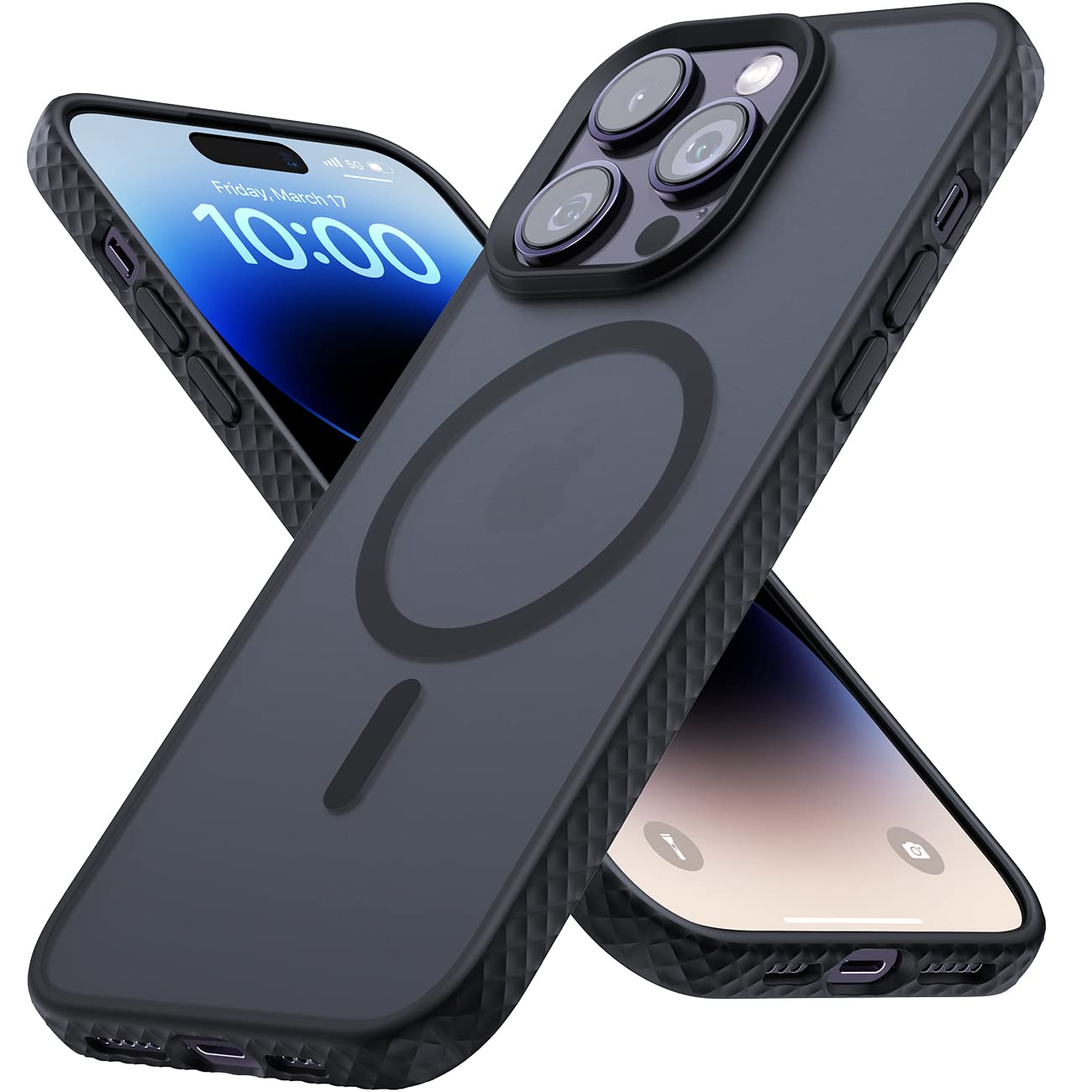 Lamicall Magnetic Case For Iphone 14 Pro   Magnet Case, Compatible For Magsafe, [Anti Slip Edge] [Mil Grade Airbag Shockproof],