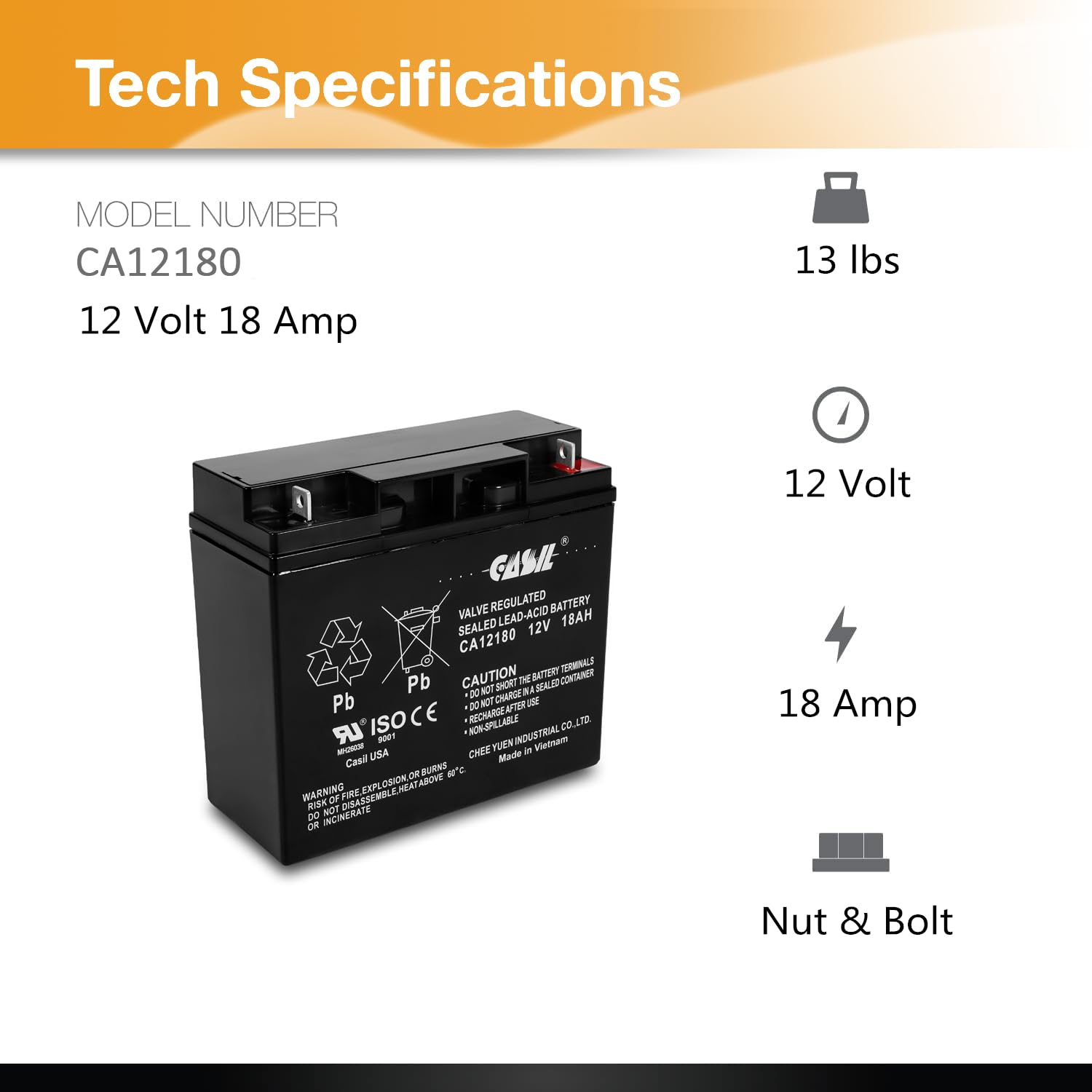 Casil 12V 10Ah Replacement Battery Compatible With Long Wp10-12Se 2 Pack