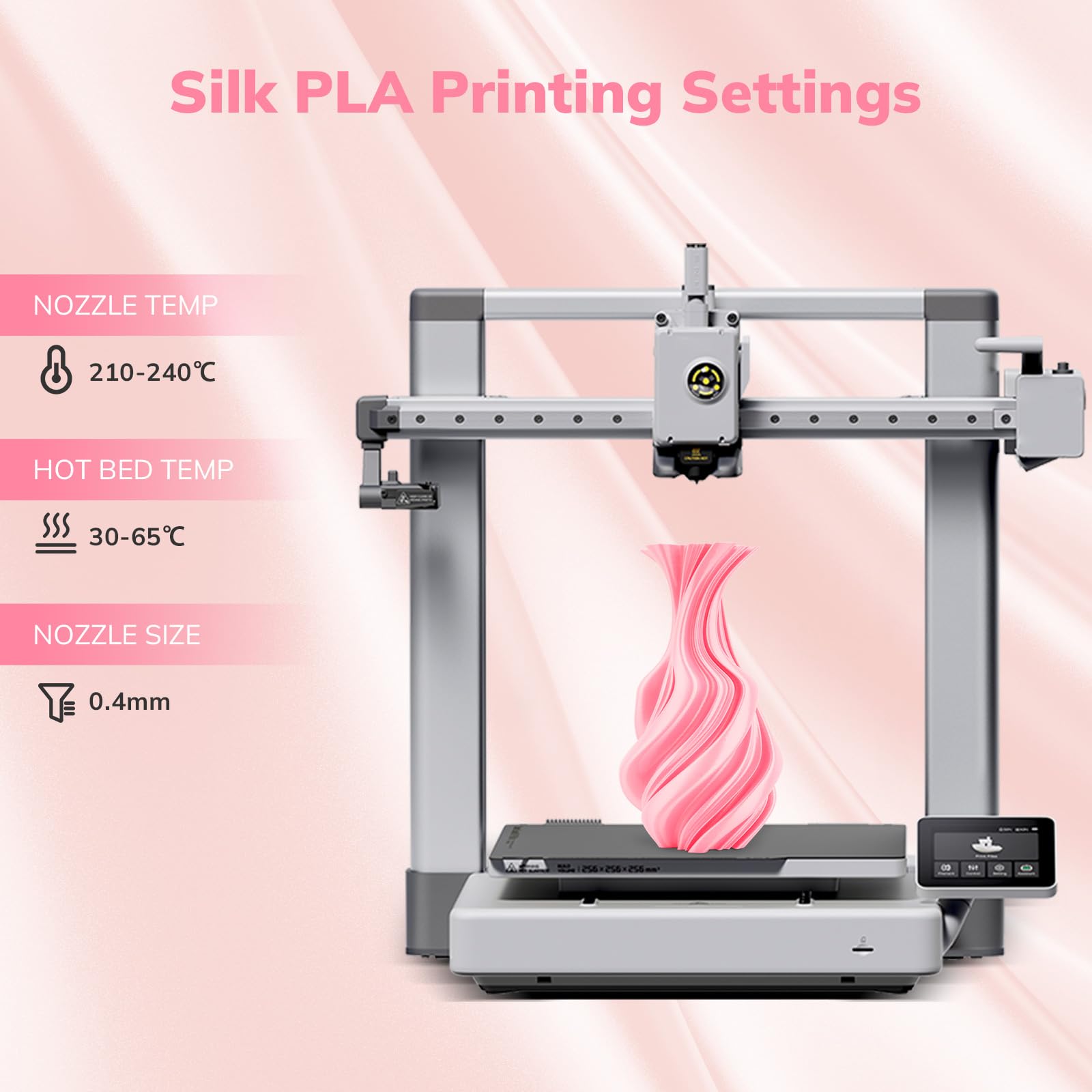 Amolen Pla Filament 1.75Mm Silk Shiny Sakura Pink, 3D Printer Filament 1.75Mm For 3D Printing 1Kg(2.2Lbs) Spool Compatible With